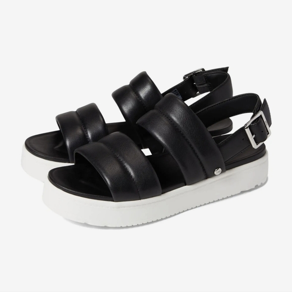 UGG Zayne Slingback Platform Sandal Black Leather - Picture 1 of 16